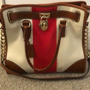 Large Michael Kors canvas and leather tote
